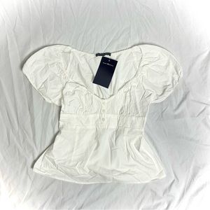 brandy melville blair white ruffle top NWT